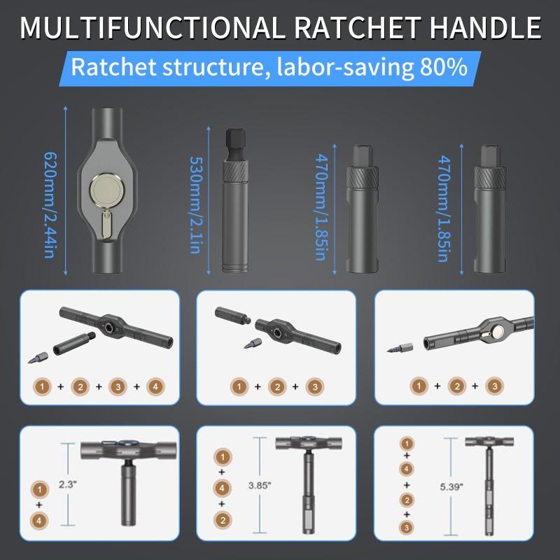 24 in 1 Magnetic Screwdriver Set Multifunctional Toolbox with Detachable Ratchet Handle Portable Precision Repair Tool