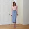 Embroidered Point Midi Denim Skirt Es2ods01 