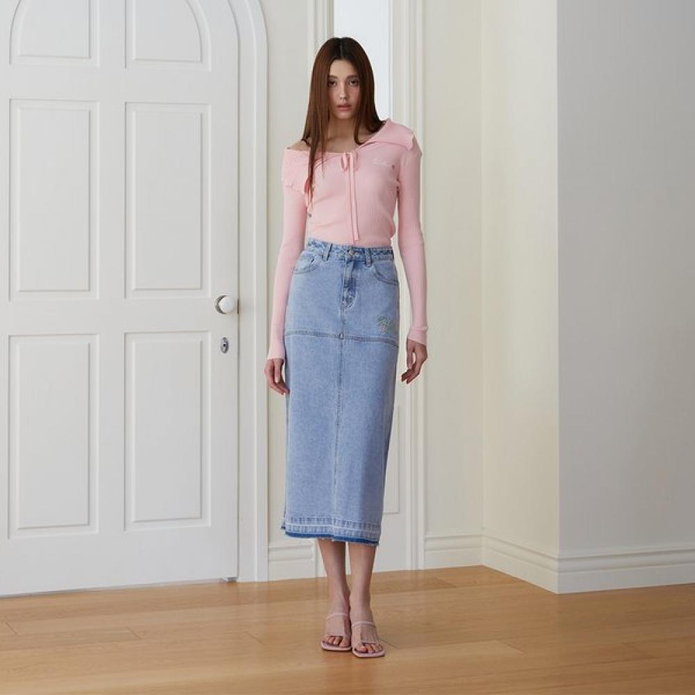 

Egoist Embroidered Point Midi Denim Skirt Es2ods01 LI/55