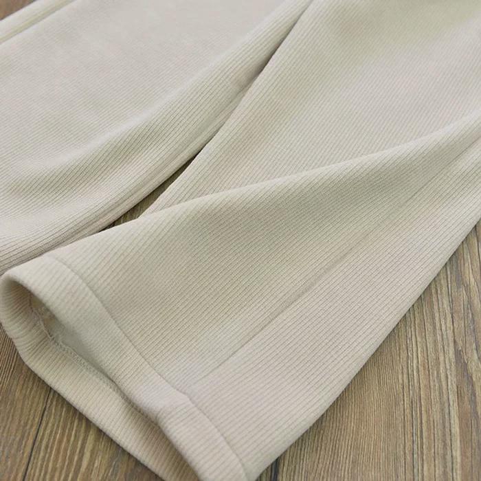 Pantaloni de catifea reiată cu picior larg pentru fete - Groși, eleganți și casual pentru toamnă/iarnă