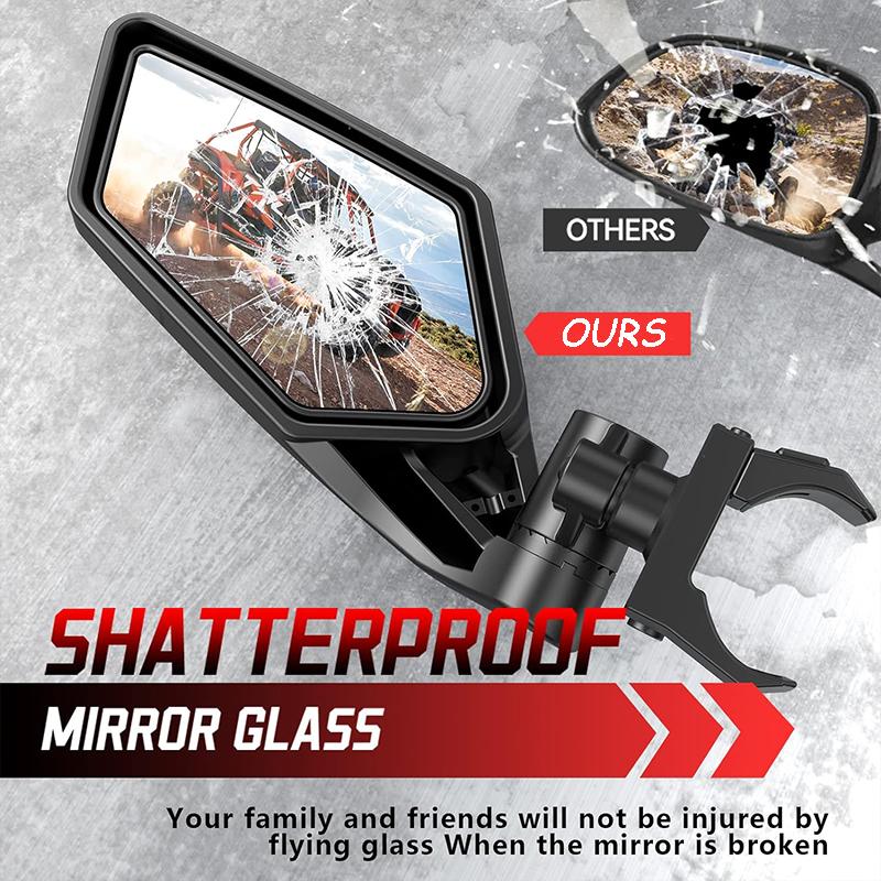 UTV Side Mirrors RZR Adjustable Side Mirrors with 1.5”-2” Roll Bar for Polars RZR 1000 Can Am Maverick Yamaha YXZ Rhino Pioneer