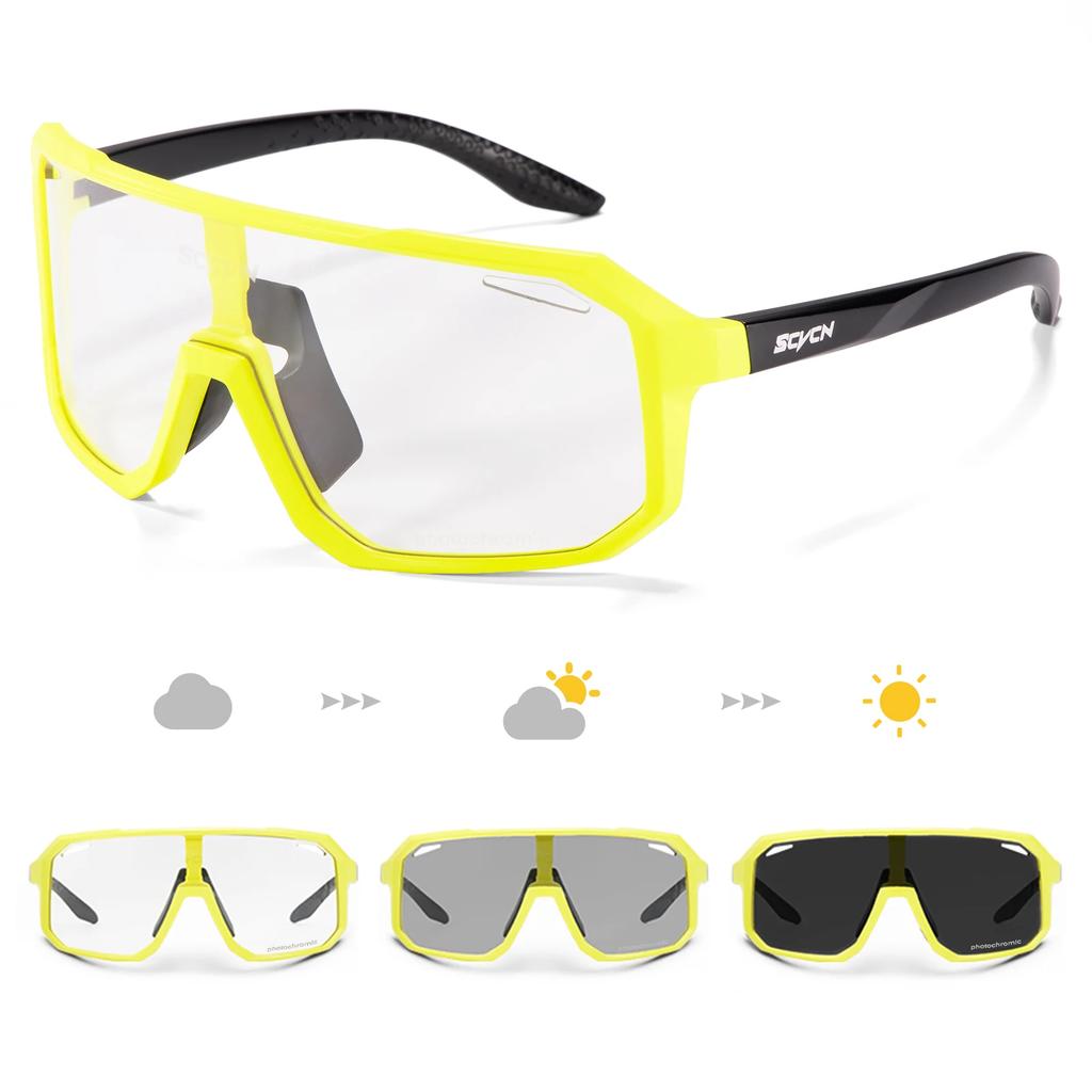 Scvcn Neue photochrome Fahrrad-Sonnenbrille für Herren mit UV400-Schutz, Damen, Sport-Laufbrille für Herren, Brille für Rennrad, Fahrradbrille