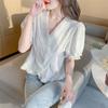 Chiffon Shirt for Women's Design Niche Ruffle Short Sleeves Temperament Commute Leisure