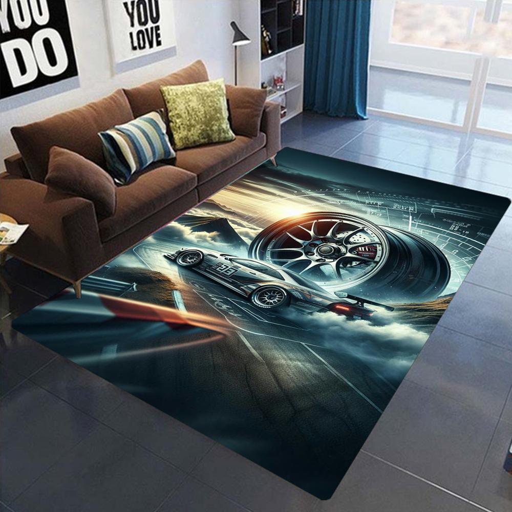 

Коврик с принтом детали двигателя спортивного автомобиля, противоскользящая основа, ковер в неоновом стиле для современного домашнего декора, для студии автолюбителя 40x60cm