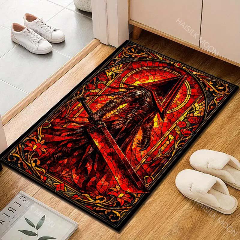 Gothic red warrior with sword Print Carpet Rug for Living Room Bedroom Sofa Doormat Home Decor Non-slip Floor Mat