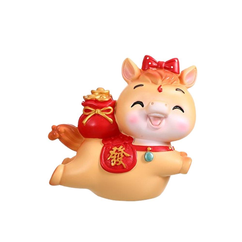 Cute 2026 Horse Year Mascot Resin Horse Figures Ornament Funny Horse Statue  Chinese New Year