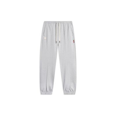 Calças Esportivas Jogger Li Ning Badfive Cor Sólida Corte Solto Masculino Parte de Baixo Cinza Claro AKLT843-2