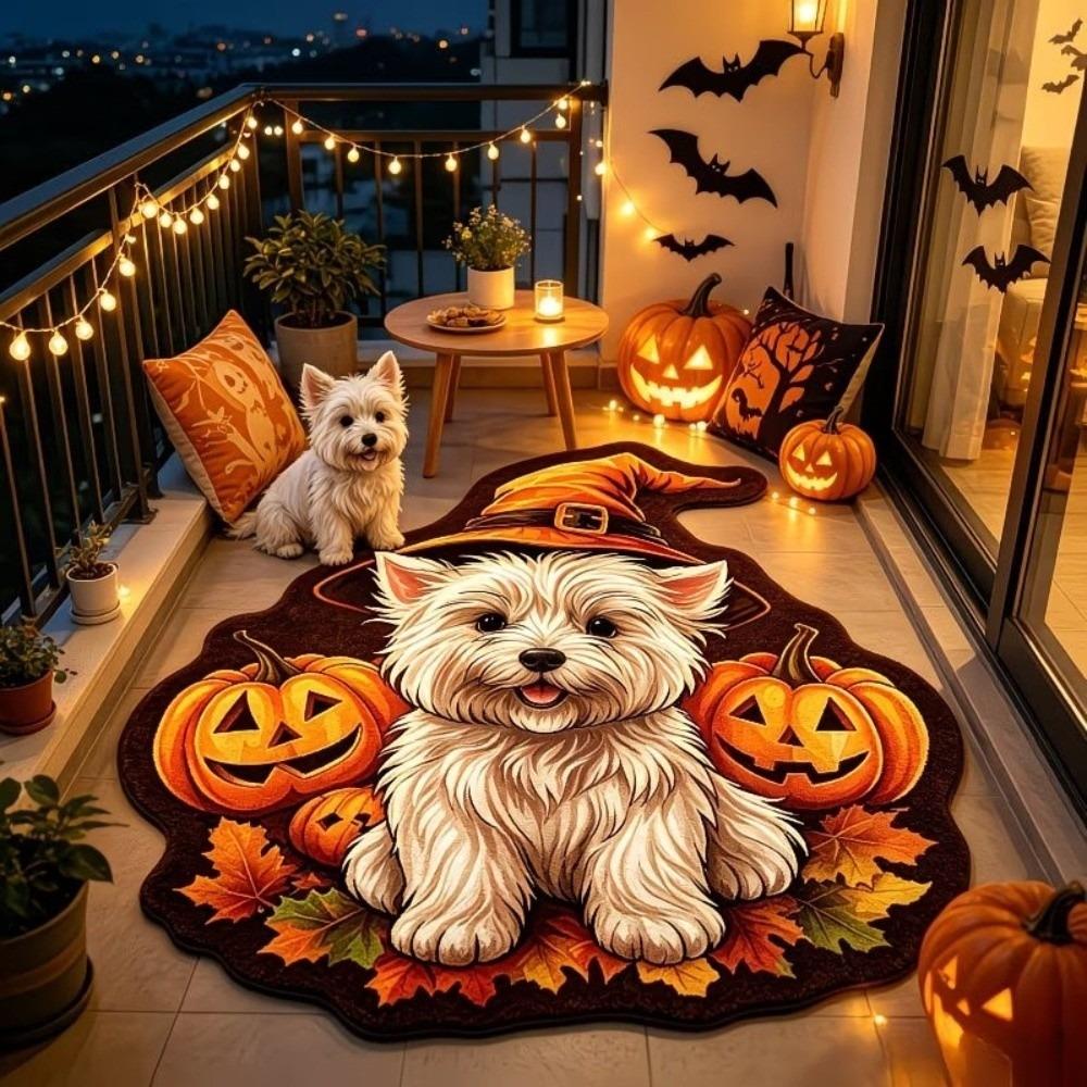 Skin-Friendly Halloween Floor Mat Faux Cashmere Entryway Rug Creative Dirt Trapping Mat Indoor
