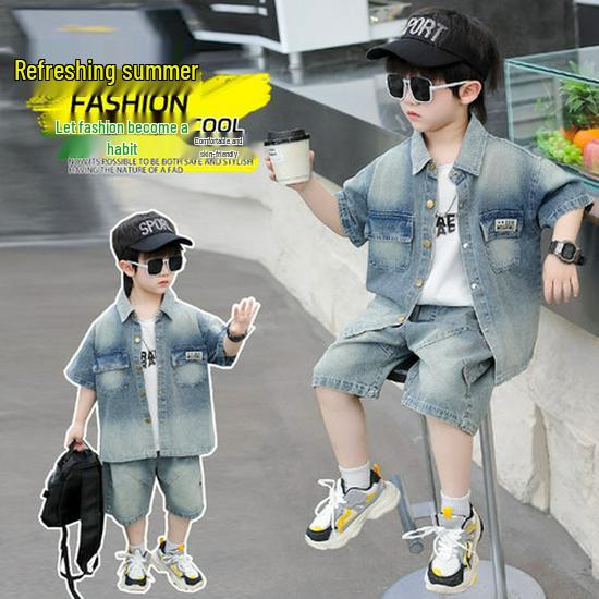 Trendy Toddler Boys' Summer Short-Sleeve Three-Piece Set 2026