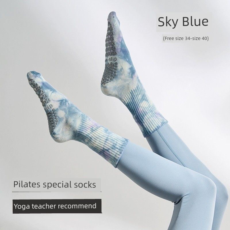 

Профессиональные гольфы до колена Летние спортивные Тренировочные Аэробика Йога Носки Professional Pilates Sky Blue