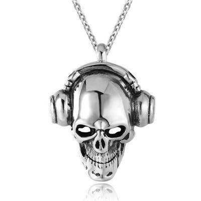Neue personalisierte Retro Punk Headset Schädel Legierung Anhänger Mode Halskette