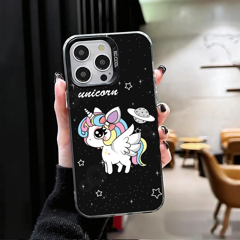 Pink Unicorn Rainbow Soft Phone Case for iPhone 15 16 17 Pro Max 17Air 16E 14 Plus 13 12 Mini Shockproof Cover Back Shell