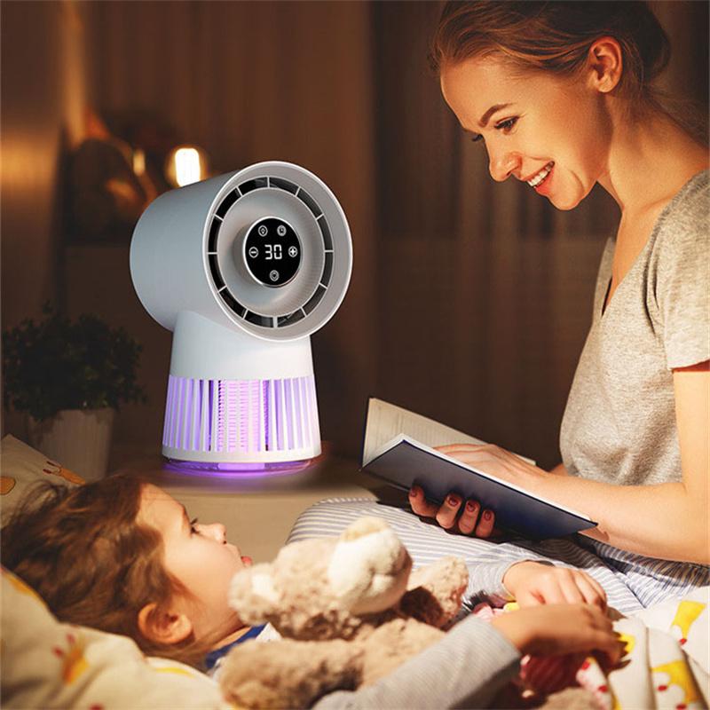 Wentylator z Lampą Zwalczającą Komary 2 w 1 USB Akumulatorowy Lampa Elektryczna Zwalczająca Komary Niskoszumowa Lampa Zwalczająca Komary Falą Świetlną Lampa Zwalczająca Komary dla Matki i Dziecka
