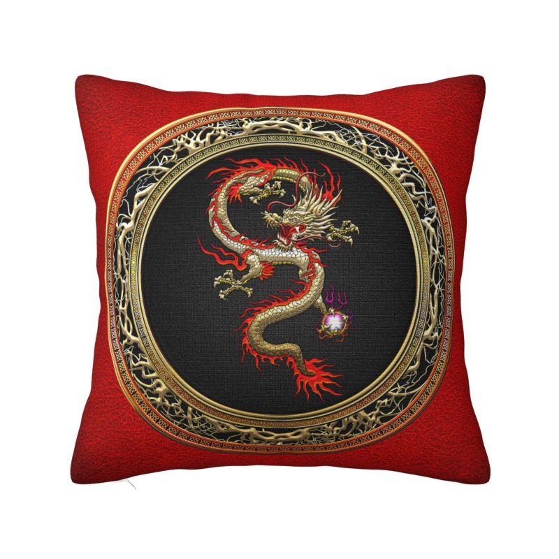 Custom Gold Chinese Dragon Totem Cushion Cover 40x40cm Tradition Asian Mythology Velvet Nordic Pillows for Sofa