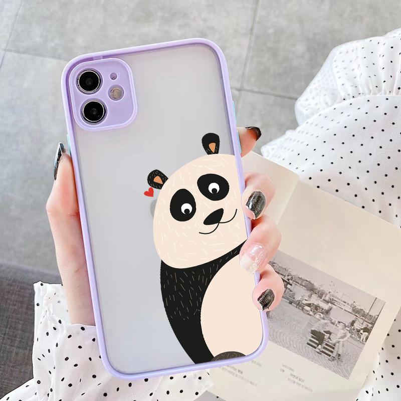 Creative Panda Family Cute Animal Phone Case for iPhone 15 12 13 11 14 Pro Max 7 8 Plus SE 2020 X XR XS Shockproof Couple Cover