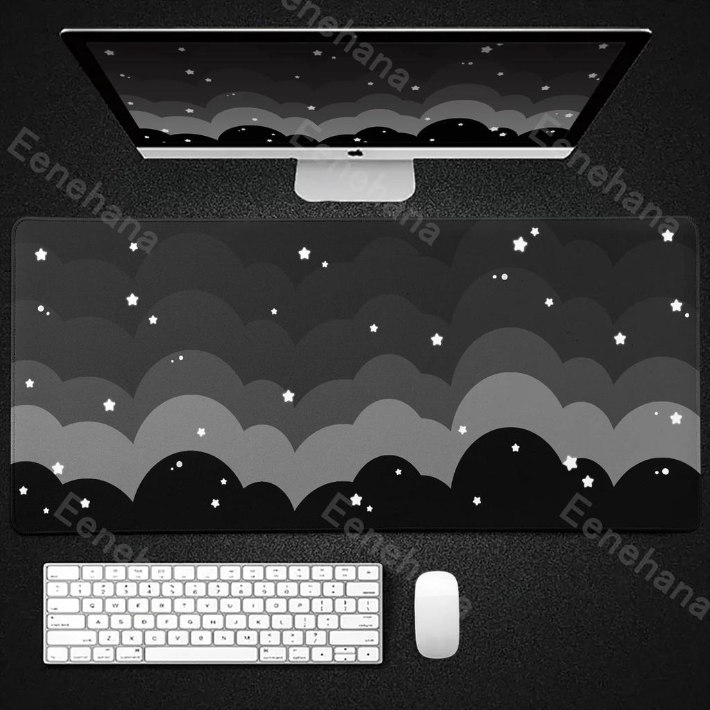 Light Blue Pink Clouds Mouse Pad Desk Mat Kawaii Purple Cute Rubber Pad Extended Pad Gaming Keyboard Mats Large XXL Girl Carpet