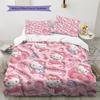 Hello Kitty Pink Pattern Bedding,Quilt Set Quilt Cover Pillowcase Home Birthday Gift(1 * Duvet Cover + 2 * Pillowcase, Without Core)