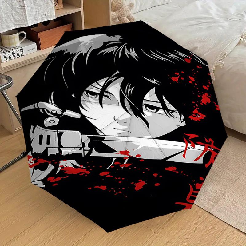 1PC Sword Blood Automatic Open/Close Umbrella with Windproof, 8-Rib Sturdy Canopy, Durable Ribs, Fashionable Design, Outdoor Accessory, Fun Prin, Holi