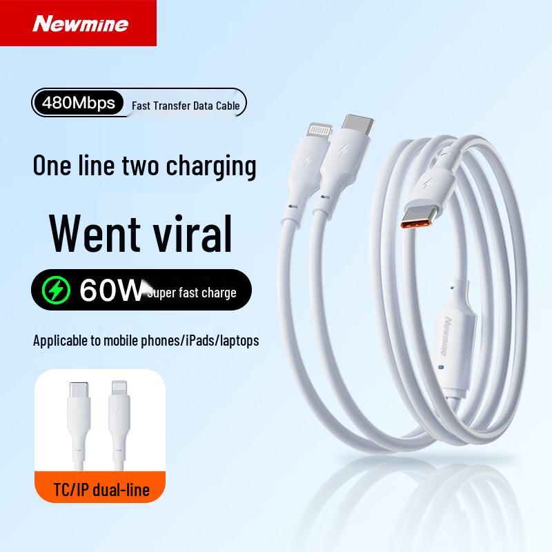 Newmine 60W 2-in-1 Fast Charging Data Cable