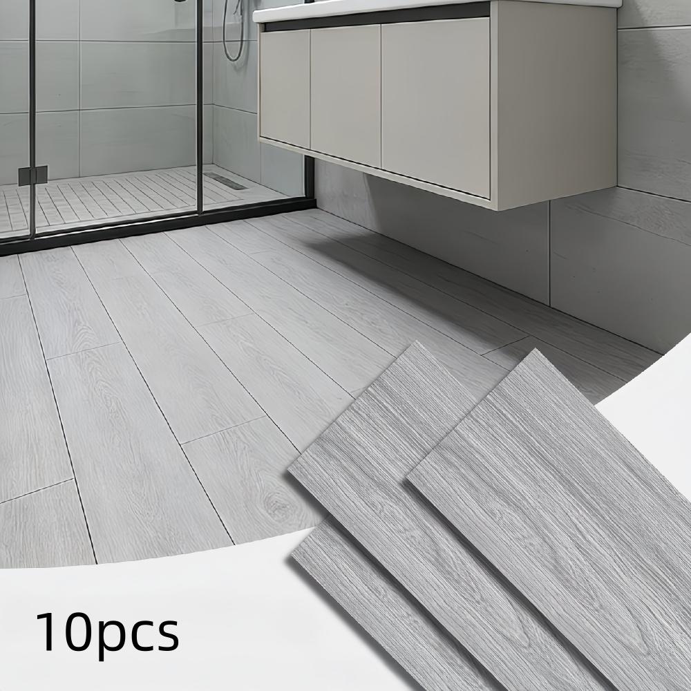 10pcs 40cmX15cm Self-Adhesive PVC Flooring Strips Thick Wood Grain Floor Stickers Waterproof Wear-Resistant Flooring Home Office