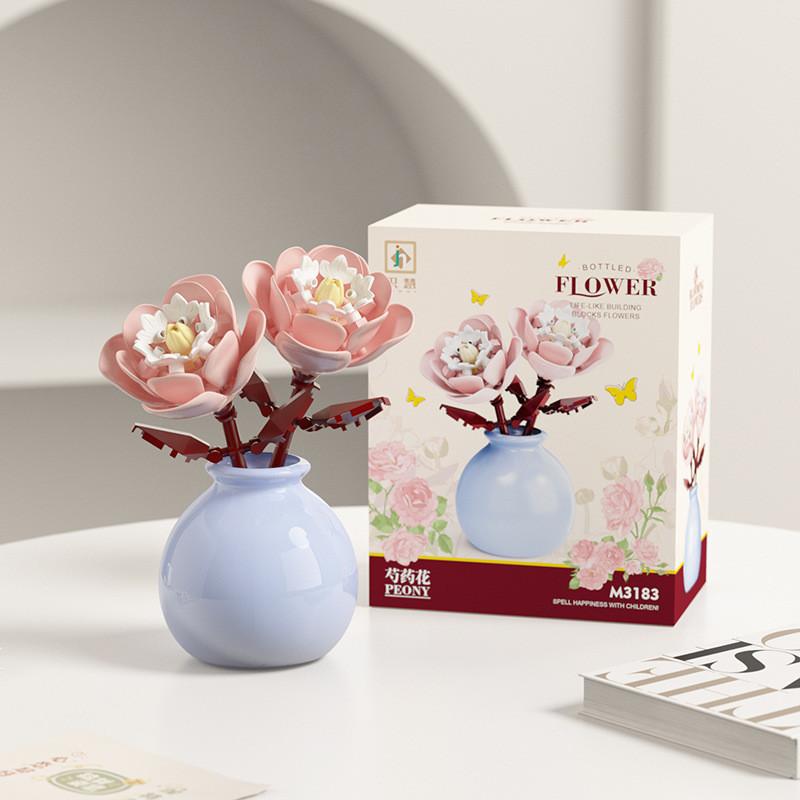 Building Blocks Puzzle Flower Lily Flower Rose Tulip Rose Childrens Toys Model