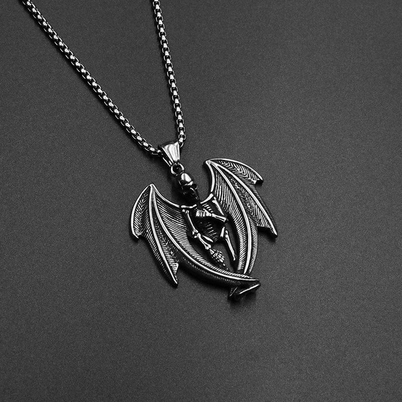 Skeleton with Wings Pendant Pendant, Trendy Men and Women Wearing Titanium Steel Jewelry