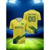 Brasilien Trikot Muster T-Shirt Für Männer Fußball Personalisiert 3D Gedruckte Kurzarm Oberteile Sommer Locker O-Ausschnitt T-Shirts Sport T-Shirts