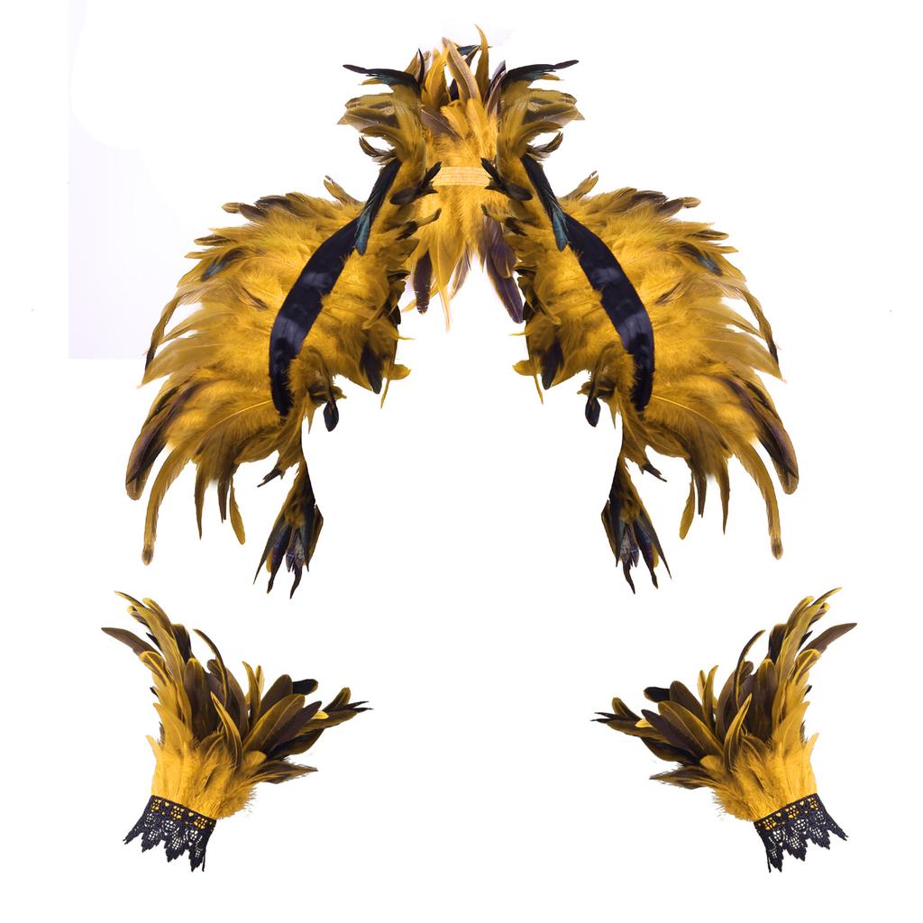 Gothic Feather Shawl Harness Wrist Cloak Cosplay Carnival Bracelets Wrap Shoulder Neck Natural Halloween Party Costume Props