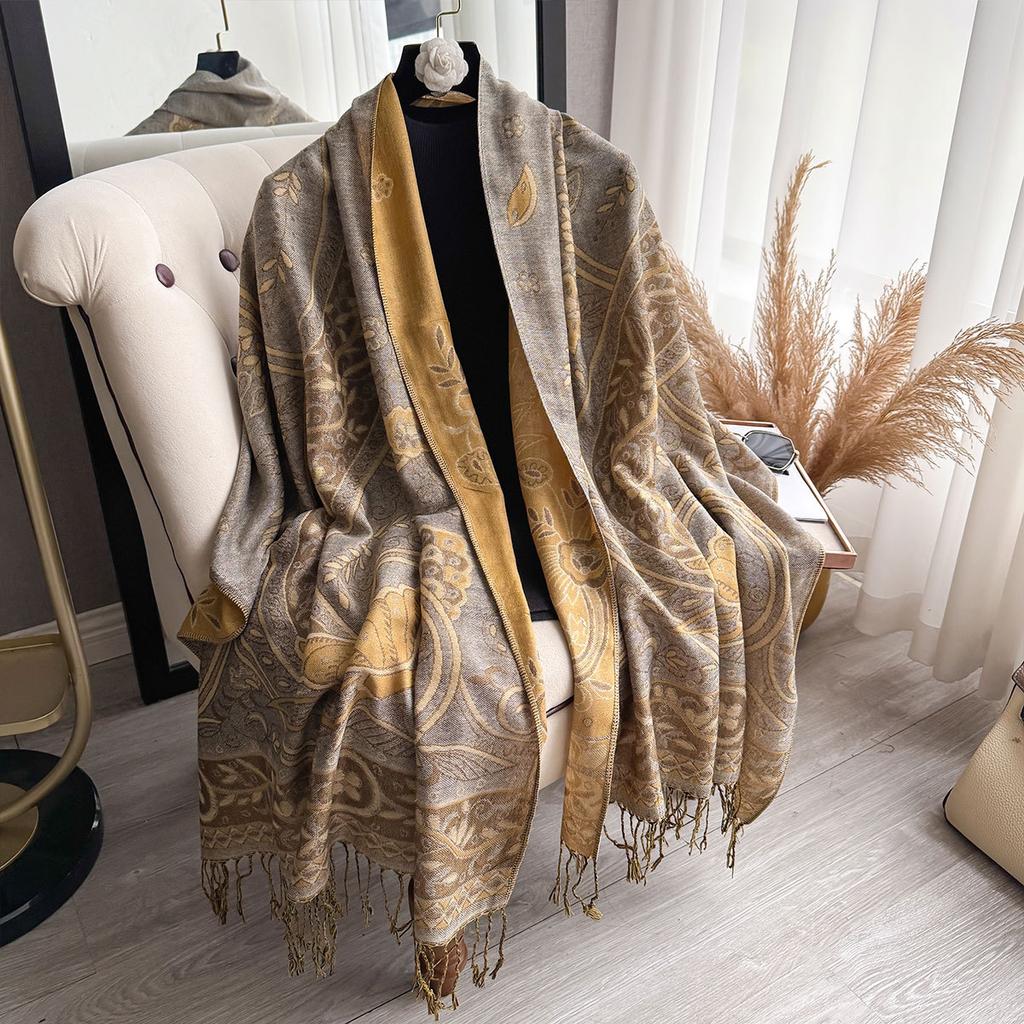 Qinghai Xizang To Yunnan Travel Scarf Imitation Cashmere Shawl Scarf Women'S Fringed Air Conditioner Versatile Scarf