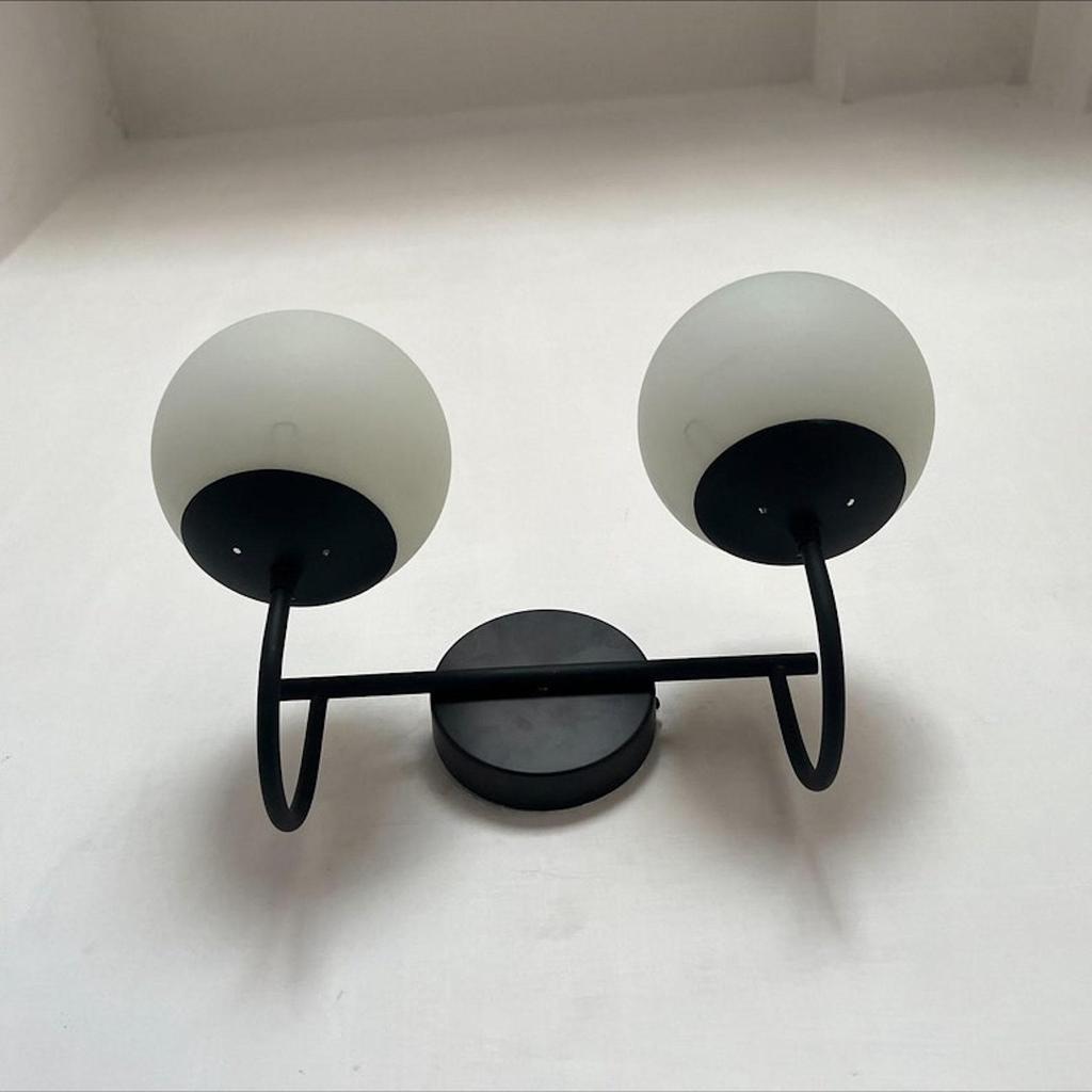 Wall Sconce 2 Glass Globe Handmade Wall Light Matte Black Sputnik Modern Mid Century Light Fixture Décor