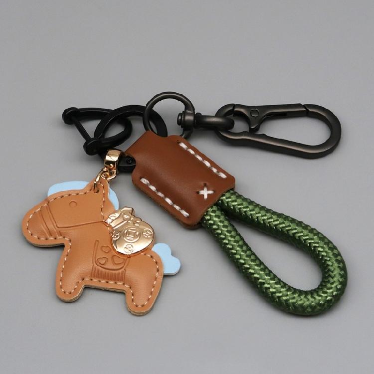 Artistic Horse Accent PU Keychain Accessory Wear Resistant Practical Key Organiser Charm with Delicate Craftsmanship