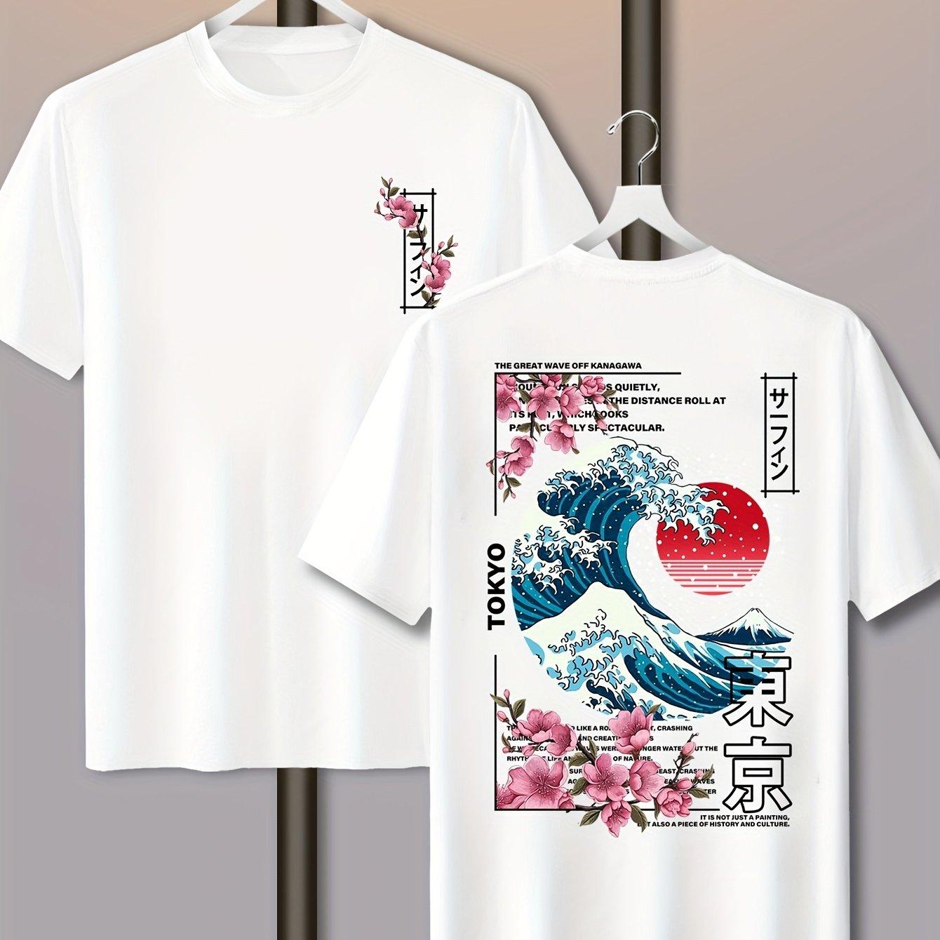 

Japanese Ukiyoe Pattern Unisexs Loosefitting Tshirt Casual Street Style 2026 Summer New Arrival S