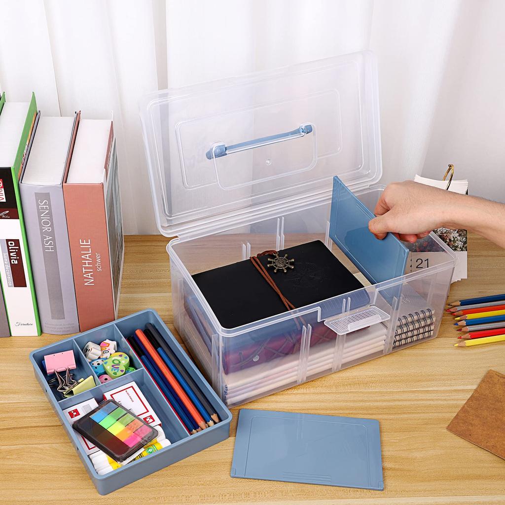 Sumnacon Large Capacity Storage Clear Storage Case with Lid and Divided Stylish Storage Nordic Small Item Storage Lip Office Sewing Various Everyday