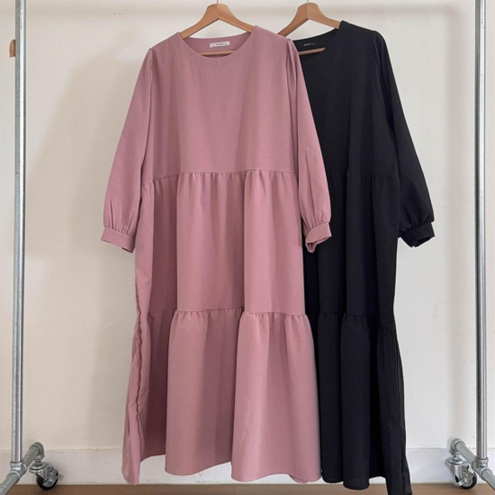 New Arrivals Open Run Women Ruffled Long Dress Pink Maternity Autumn