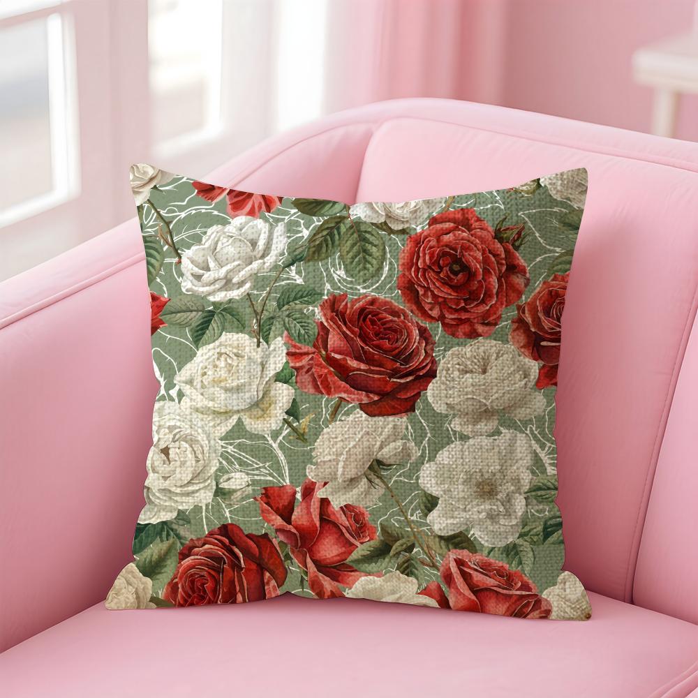 Classic Roses Flowers Cushion Cover Comfort Sofa Bed Silky Elegant Invisible Zipper Decorative Holiday Gifts