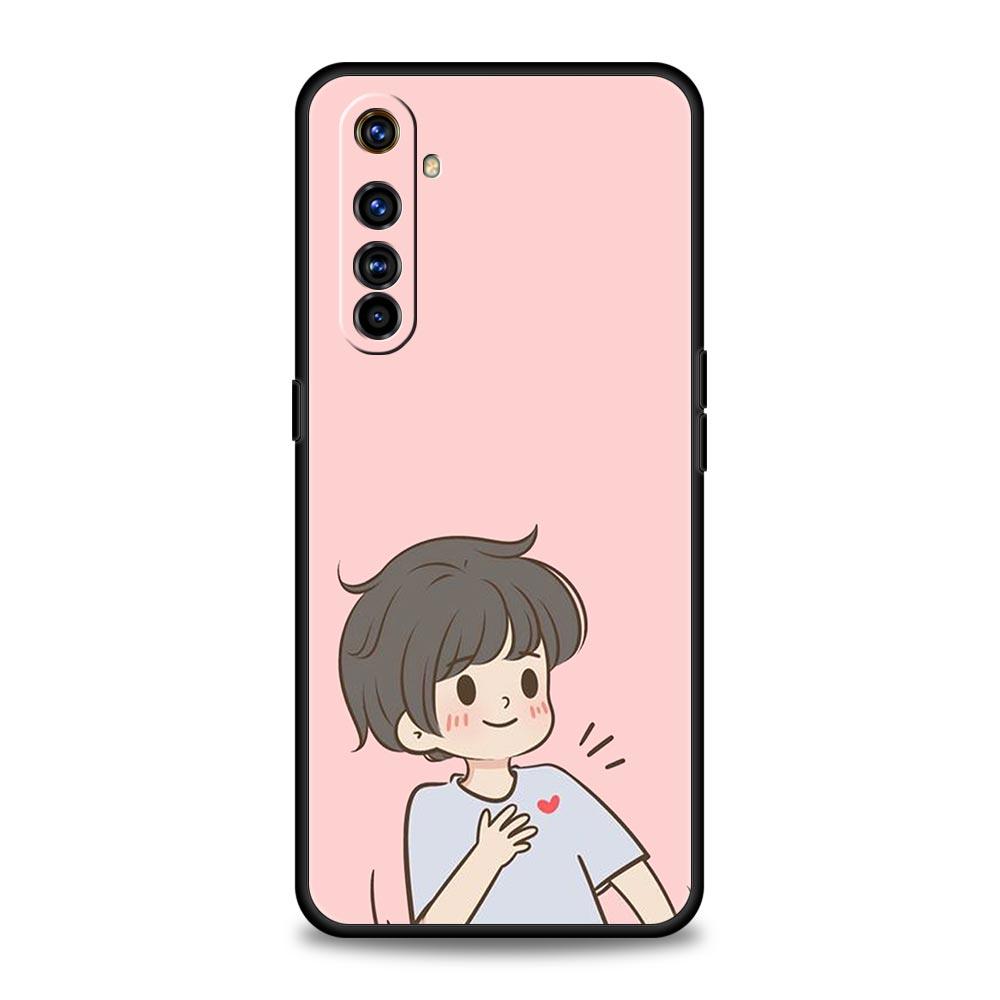 Cute Boy Girl Couple Phone Case For Realme 12 11 10 4G 9 8 5G 7 6 GT5 GT3 GT2 Pro Plus C21 C11 C25 C35 GT Neo 2 3 3T 5 Cover