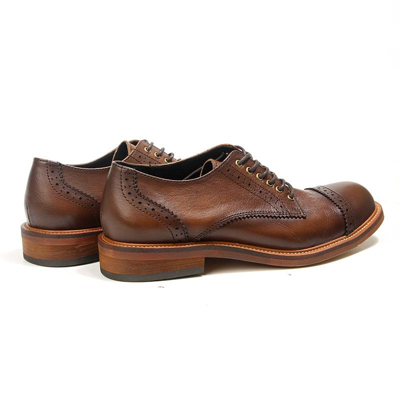 55-2 British Retro Casual Leather Shoes First Layer Cowhide Hand-Polished Men'S Shoes Engraved Trendy Men'S Shoes