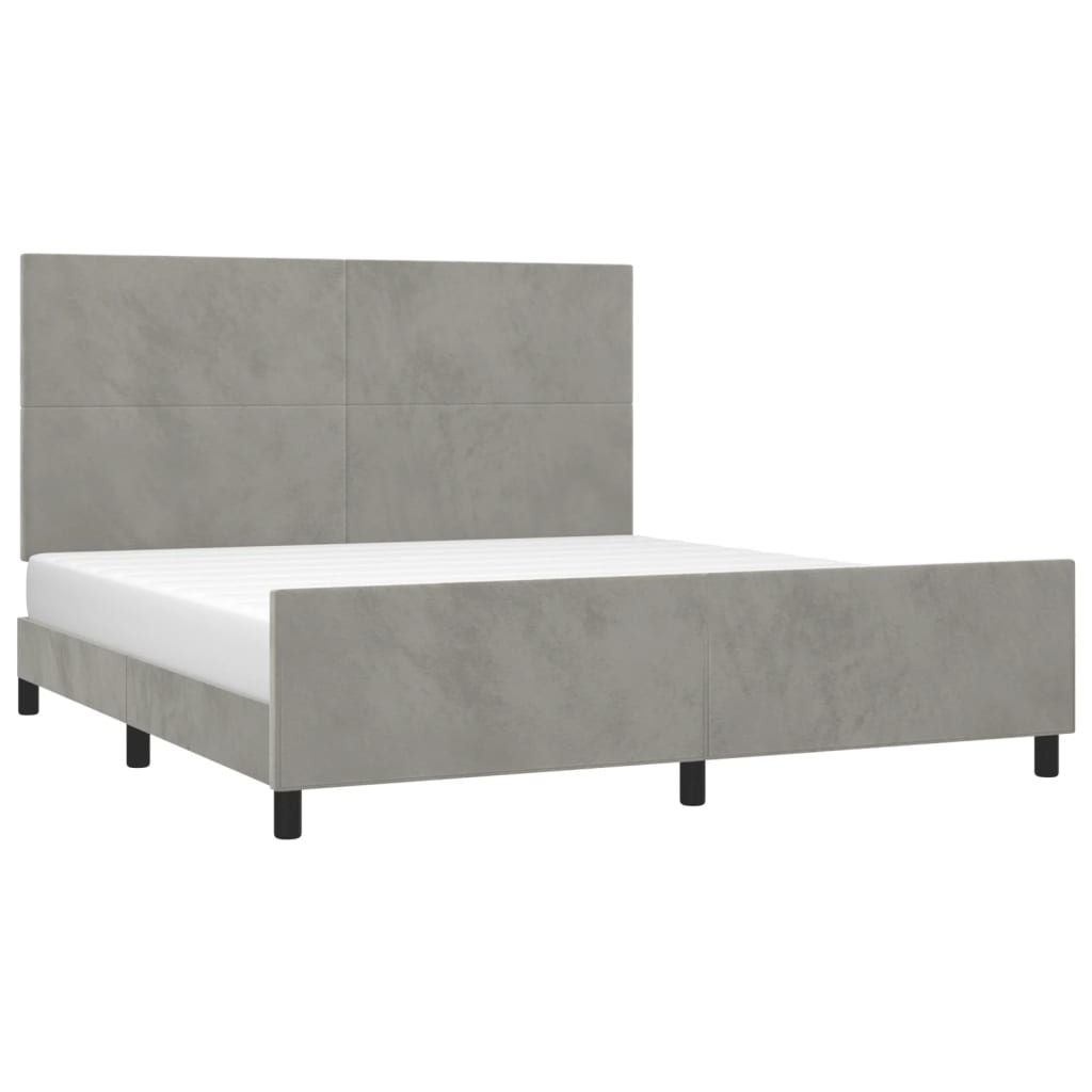 Bed Frame with Headboard Light Grey 180x200 cm Velvet