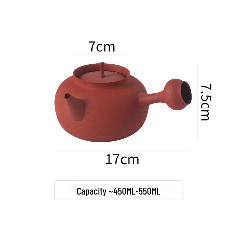 Mingde Red Clay Electric Tea Kettle - Handmade Chinese-Style Pot with Jump Lid for Healthy Brewing