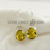 Oval Citrine Earrings, Handmade 925 Sterling Silver, Yellow Gemstone