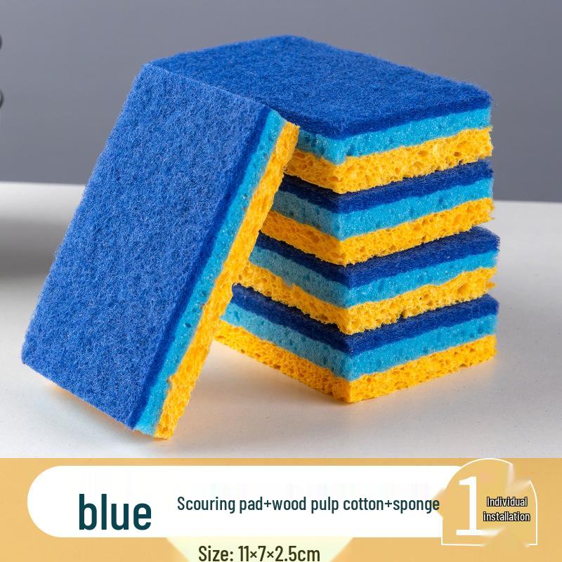 Absorbent Wood Pulp Cotton Kitchen Sponge – Double-Sided, Non-Oily Dishwashing Rag