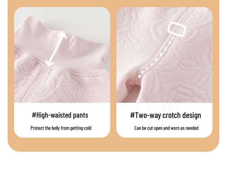 Jingqi Baby High-Waisted Cotton Pajama Set for Girls - Padded, Warm, and Perfect for Spring/Autumn
