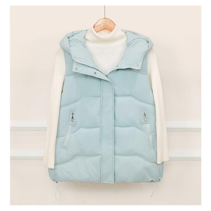 Koreanische Version der neuen Damen-Baumwolljacke, leicht, ärmellos, einfarbig, verdickt, warm, sportlich, Freizeit, locker