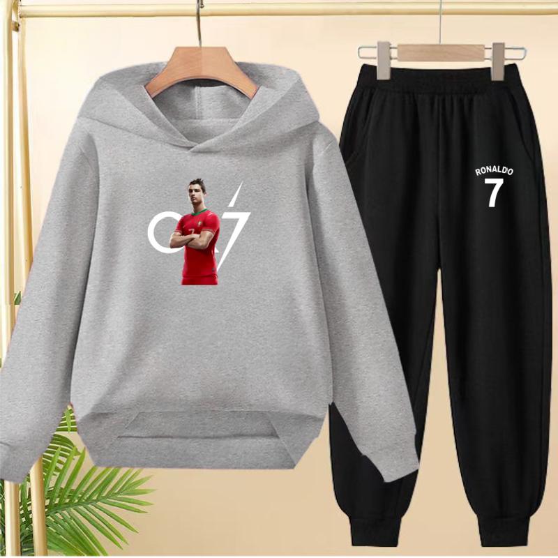 A Loose and Casual Sportswear Set of Hooded Sweatshirts and Trousers for Children, Suitable for Boys and Girls Aged 3 To 13