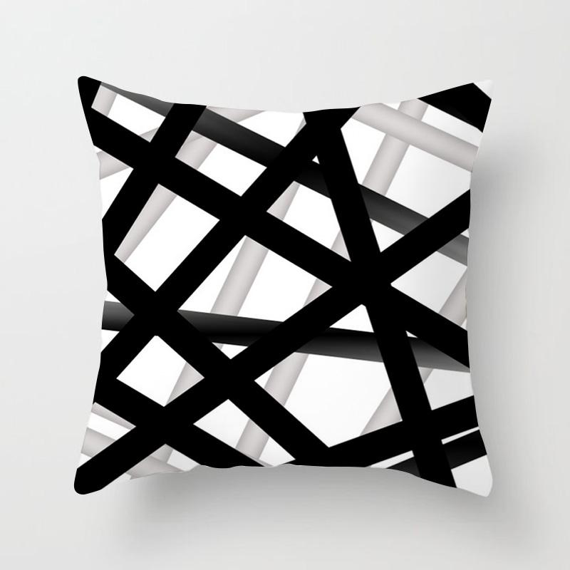 

Black Cushion Cover Geometric Letter Print Sofa Pillowcase Bedroom Home Decor Car Office Accessories 40x40cm45x45cm 16x16Inch