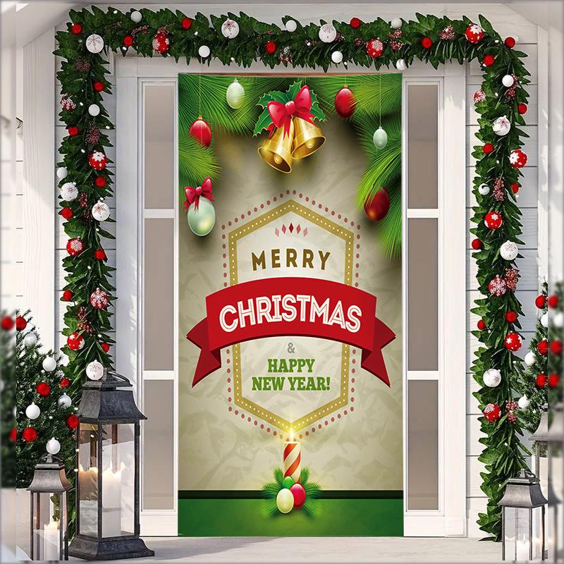 Stretch Fabric Christmas Door Tapestry - Santa Claus Gift Background for Holiday Parties
