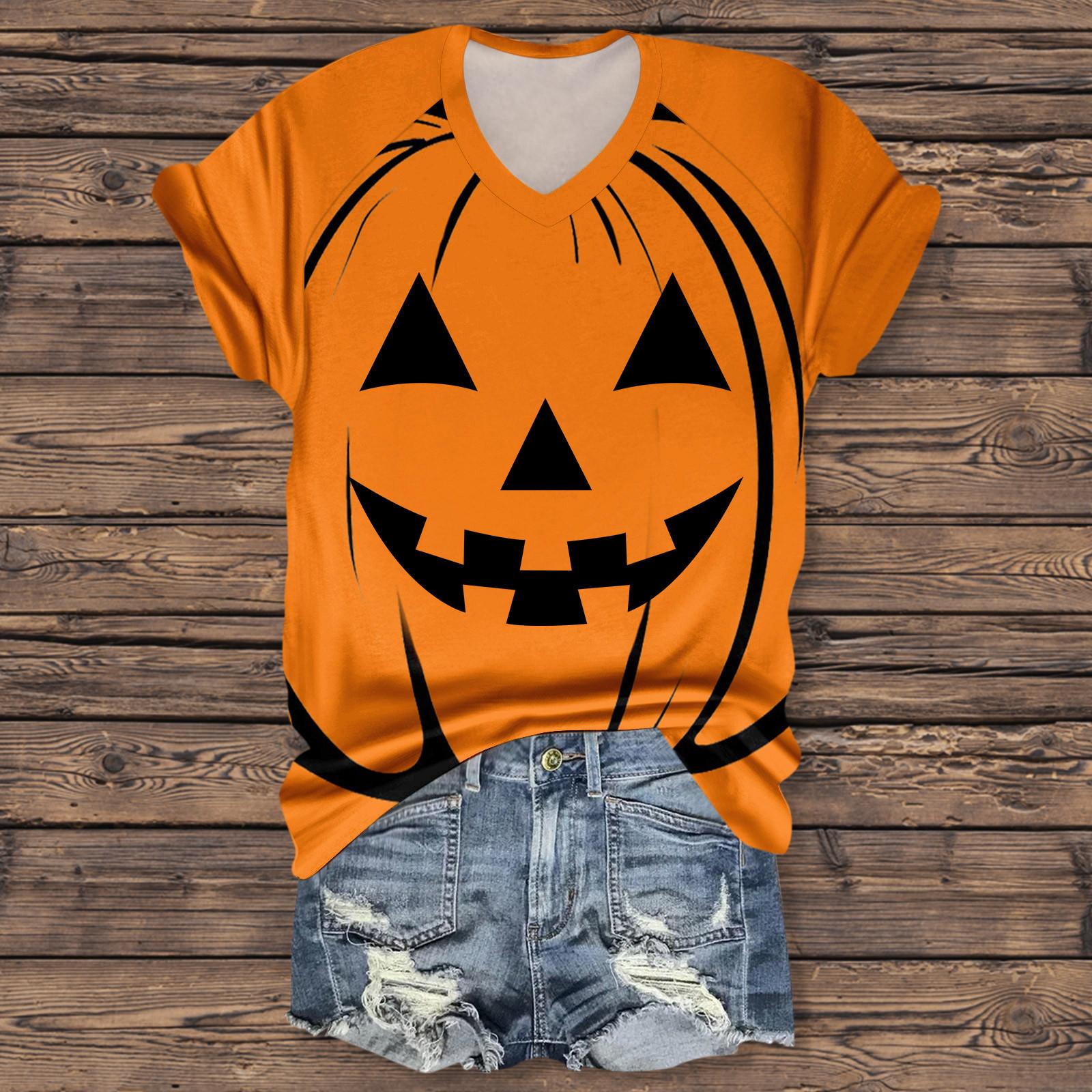 

Женская мода повседневная рубашка с рукавом три четверти и принтом букв на Хэллоуин S шафрановый