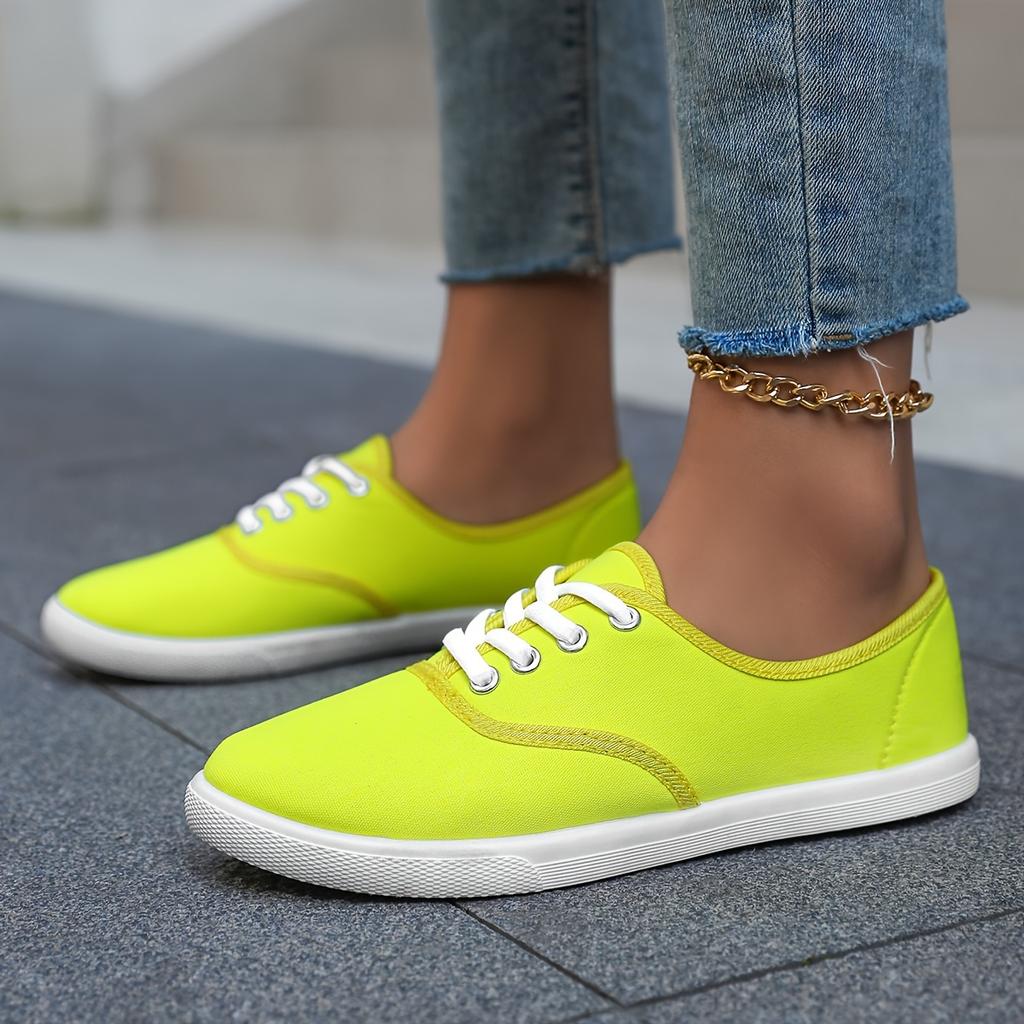 Women's Fashion Casual Shoes, Comfortable Anti-slip Lace-up Soft Sole Sports Shoes, Suitable for Women's Outdoor Activities, Low-top Comfortable