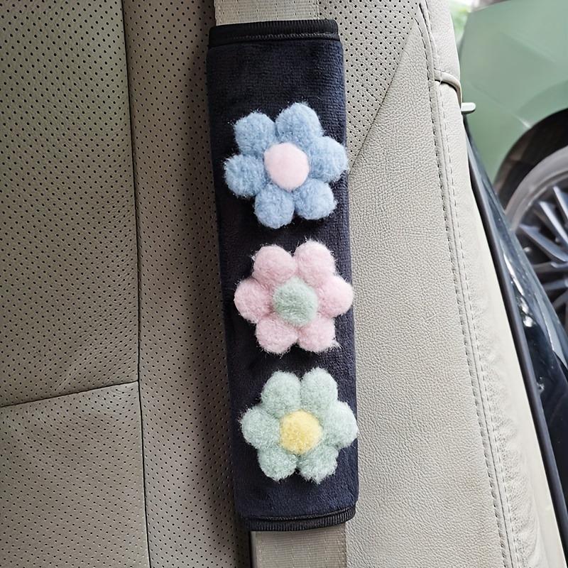 2pcs Car Seat Belt Shoulder Pads Small Fresh Flowers Anti-strangle Seat Belt Protective Cover Interior Supplies Women