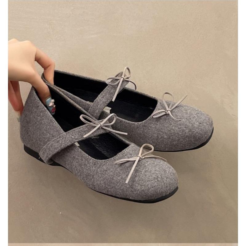 Fashion Retro Round Head Butterfly-knot Women Mary Jane Shoes Ladies Soft Sole Dress Flats Casual Street Style Ballet Shoes